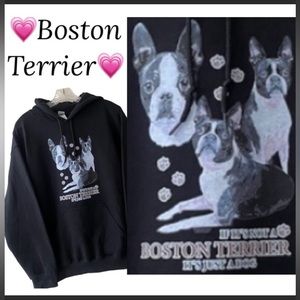Boston Terrier Hoodie Dog Lover Hooded Graphic Sweatshirt Long Sleeve Medium